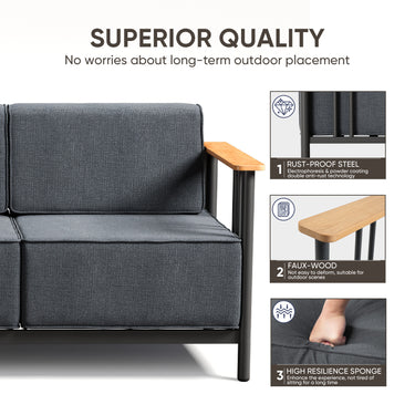 BINGLI Premium 4-Piece Patio Seating Set - 2 Swivel Chairs + Sofa & Coffee Table - 10 Inch Thick Cushions with Commercial-Grade Weather Resistance - Belord