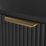 Black 47-inch Belord wood dresser with six fluted drawers, modern boho design, perfect for bedroom storage.