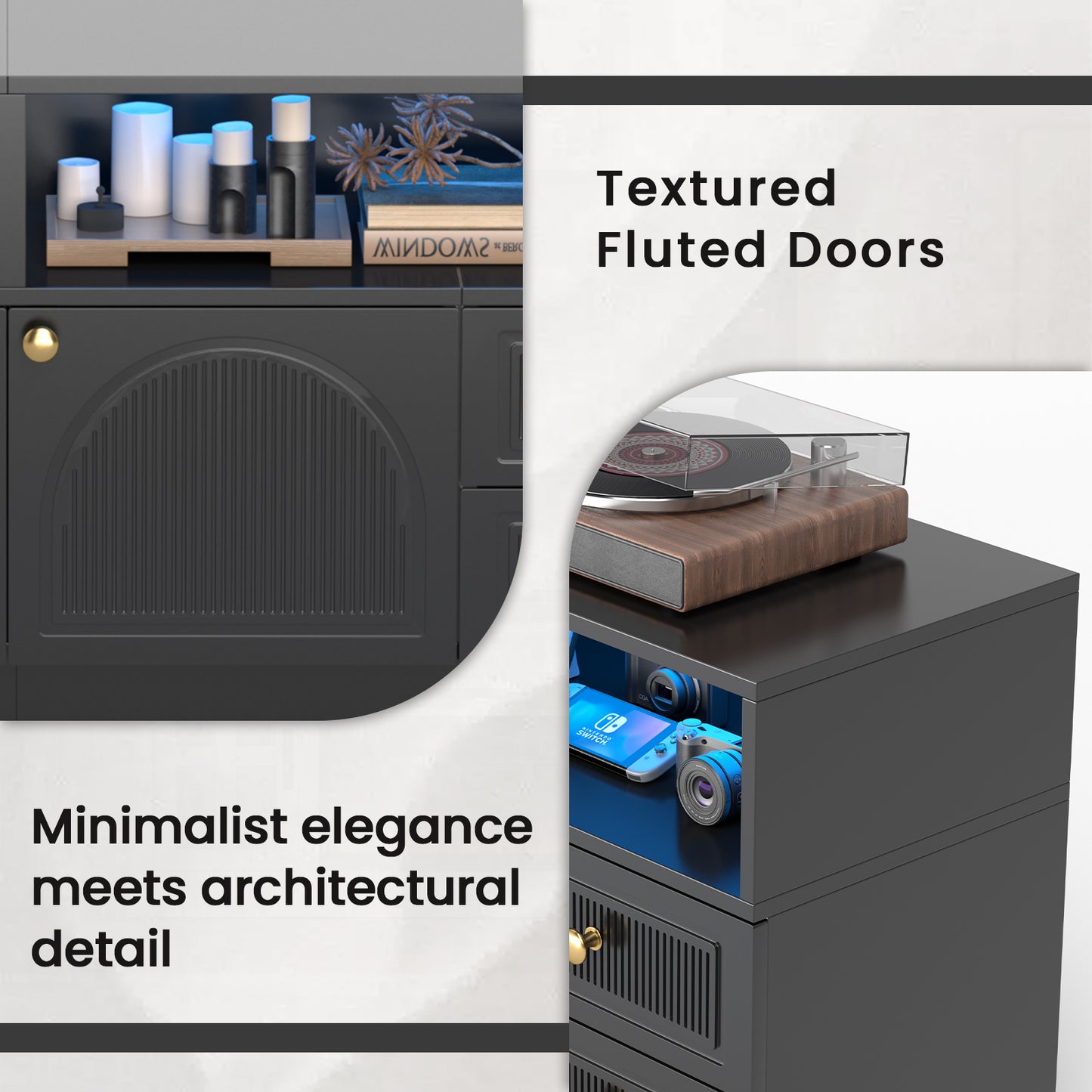 Save 50% - Belord High Gloss TV Stand w/ Storage, Fits 75" TV