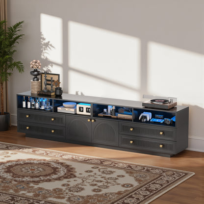 Save 50% - Belord High Gloss TV Stand w/ Storage, Fits 75" TV