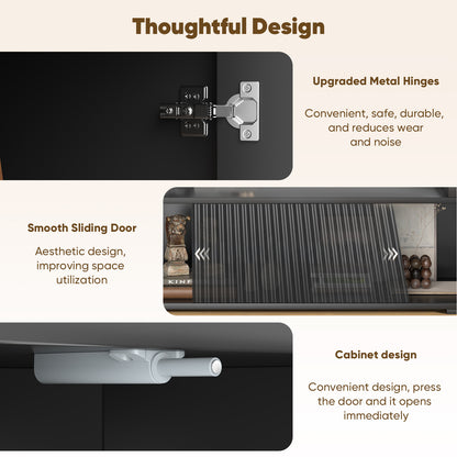 Save 50% - Extendable TV Stand with Sliding Doors - Belord Minimalist Rectangular Entertainment Cabinet