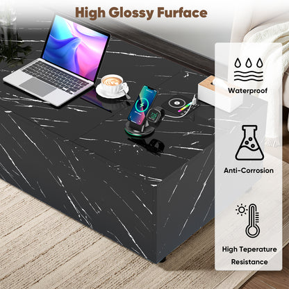 Save 50% - 47.2" LED Lift Top Coffee Table with Wireless Charging & Bluetooth Speaker – Smart Living Room Table with Drawers and Large Storage