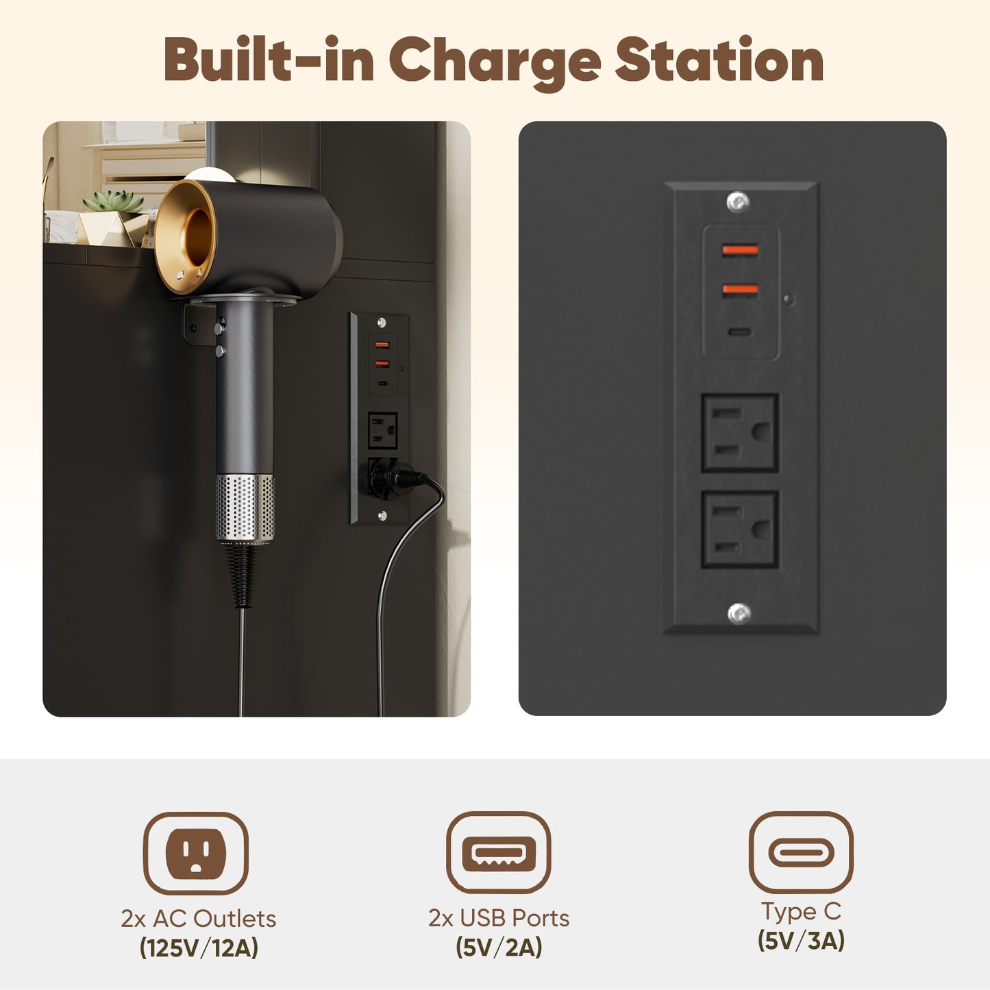 Save 50% - 37" Fluted Makeup Vanity Desk with LED Mirror, 5 Drawers & Glass Top, Vanity Table with Cabinet, Chair and Charging Station, 3 Light Modes for Bedroom