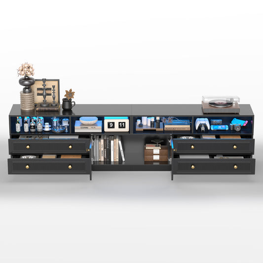 Save 50% - Belord High Gloss TV Stand w/ Storage, Fits 75" TV