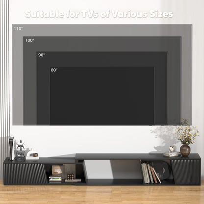 Save 50% - Extendable TV Stand with Sliding Doors - Belord Minimalist Rectangular Entertainment Cabinet