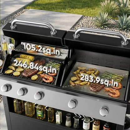 2-in-1 Outdoor Grill with Dual Covers, Foldable Side Table with Hooks – Essential for Camping, Backyard Barbecues, Picnics, and Outdoor Cooking