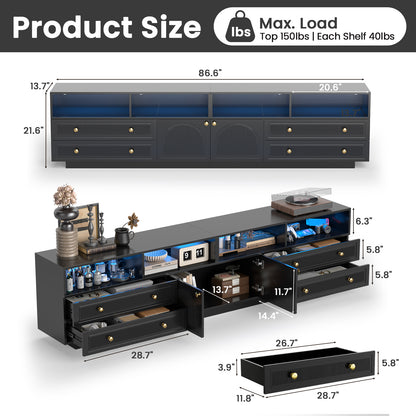 Save 50% - Belord High Gloss TV Stand w/ Storage, Fits 75" TV