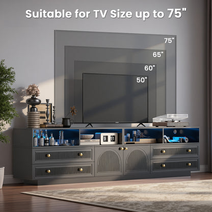 Save 50% - Belord High Gloss TV Stand w/ Storage, Fits 75" TV