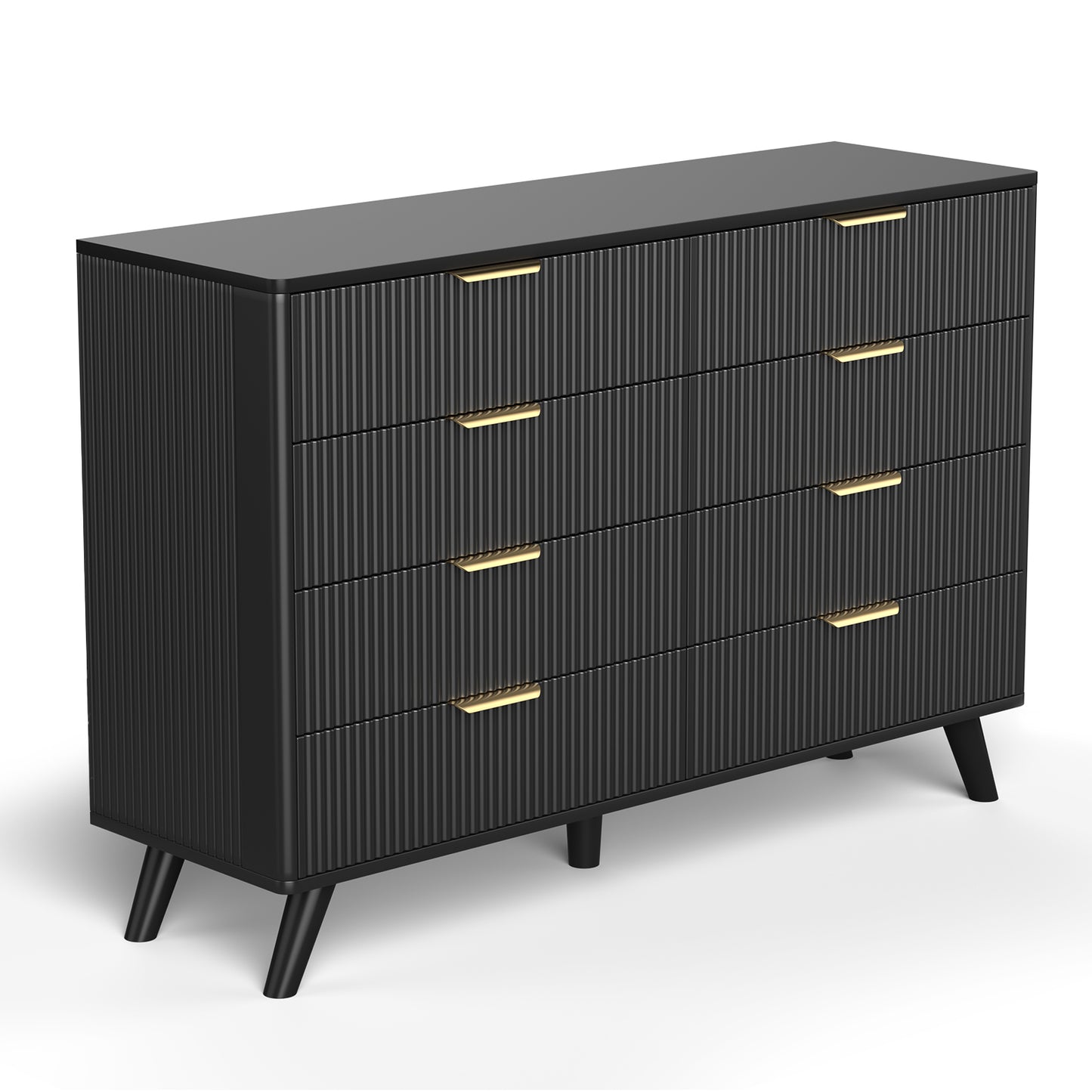 Save 50% - 47" Modern Wood Dresser with 8 Drawers – Fluted Boho Design, Chest of Drawers for Bedroom