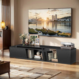 Save 50% - Extendable TV Stand with Sliding Doors - Belord Minimalist Rectangular Entertainment Cabinet - Belord