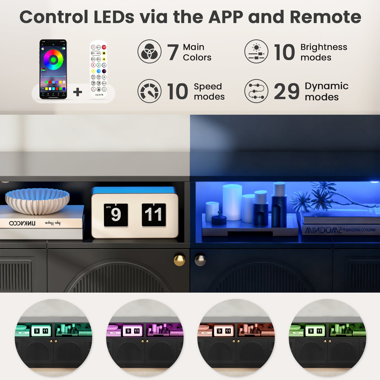 Save 50% - Belord High Gloss TV Stand w/ Storage, Fits 75" TV