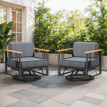 BINGLI Series: 2-Piece Swivel Chair - Premium 6 Inch Thick Cushions - Weatherproof Rotating Patio Furniture - Belord