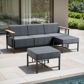 BINGLI Premium 3-Piece Patio Lounge Set - Sofa & 2 Ottomans - 10 Inch Thick Cushions with Commercial-Grade Weather Resistance - Belord