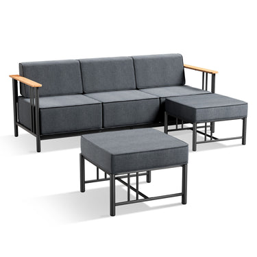 BINGLI Premium 3-Piece Patio Lounge Set - Sofa & 2 Ottomans - 10 Inch Thick Cushions with Commercial-Grade Weather Resistance - Belord