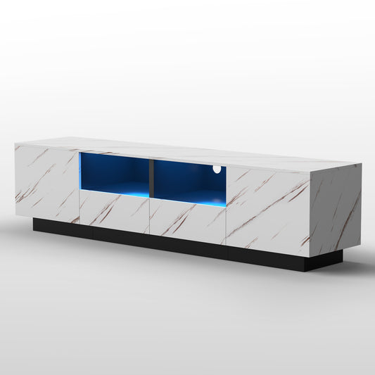 Save 50% - 71" Modern TV Stand | Featuring a Luxe Marble Top, Ambient LED Lighting & Ample Storage