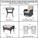 Swivel Glider Chairs Set with Side Table and Ottoman, NDS Series - Belord