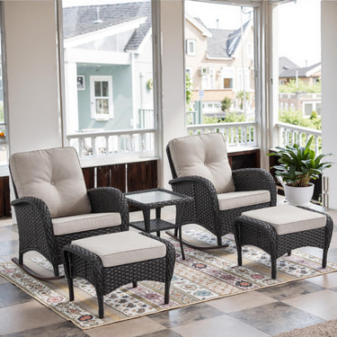 Rocking Chairs Set with Side Table and Ottoman, NDS Series - Belord