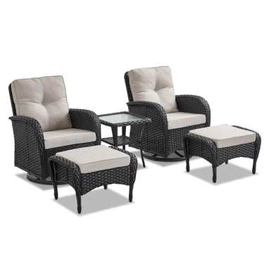 Swivel Glider Chairs Set with Side Table and Ottoman, NDS Series - Belord