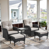 Swivel Glider Chairs Set with Side Table and Ottoman, NDS Series - Belord
