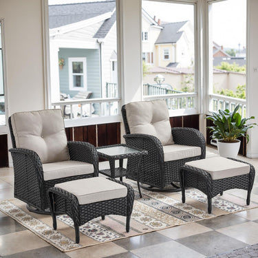 Swivel Glider Chairs Set with Side Table and Ottoman, NDS Series - Belord