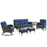 Patio Conversation Set 6-Piece with Sofa, Rocking Chairs, Side Table, and Ottoman, NDS Series - Belord