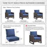 2 Set Outdoor Cushion, High Back and Deep Seating, 6" H x 24" W x 24" D - Belord