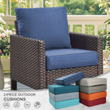 2 Set Outdoor Cushion, High Back and Deep Seating, 6" H x 24" W x 24" D - Belord