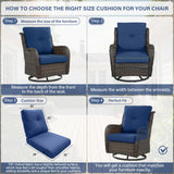 Outdoor Furniture Cushions with Removable Covers - Set of 6 (3 Seat & 3 Back) 22x24x4 Inch Patio Pillows - Belord