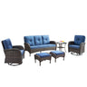 Patio Conversation Set 6-Piece with Sofa, Swivel Glider Chairs, Side Table, and Ottoman, NDS Series - Belord
