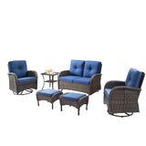 Patio Conversation Set 6-Piece with Glider Loveseat, Swivel Glider Chairs, Side Table, and Ottoman, NDS Series - Belord
