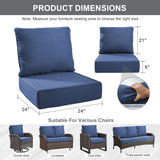 1 Set Outdoor Cushion, High Back and Deep Seating, 6" H x 24" W x 24" D - Belord