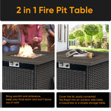 Luxury 7-Piece Outdoor Fire Pit Set - 4 Swivel Glider Chairs with 30" Propane Table & 6" Thick Cushions, Ovolo Series - Belord