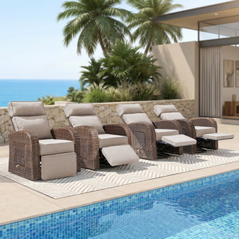 4-Piece Patio Swivel Recliner with Extendable Ottoman & 5" Cushions, AM Series