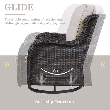 Save 60% - Outdoor 2PC PE Rattan Swivel Glider Chairs, NTC Series - Belord