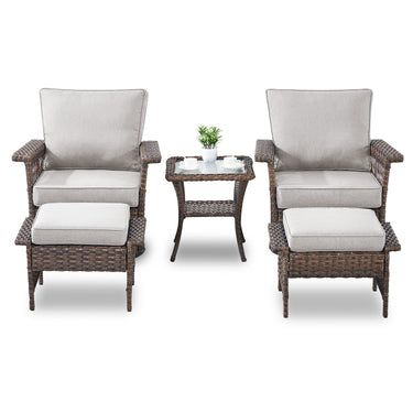 Swivel Glider Chairs Set with Ottoman and Side Table, SS Series - Belord