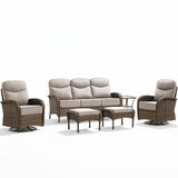 Premium 6-Piece Patio Lounge Set – Sofa, Swivel Rockers & Ottomans with Deep Cushions for Deck Relaxation, ND Series - Belord