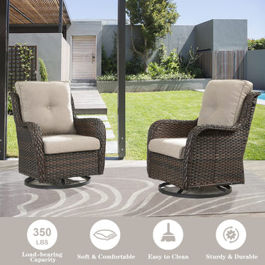 Save 60% - Outdoor 2PC PE Rattan Swivel Glider Chairs, NTC Series - Belord
