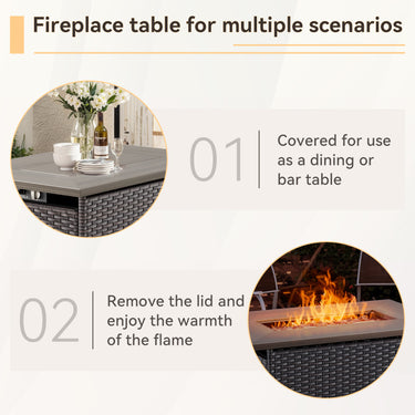 Elegant 10-Piece Rattan Patio Set with Wicker Fire Pit Table – Designed for Cozy Summer Nights, ND Series - Belord