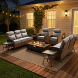 Elegant 7-Piece Patio Furniture Collection with Split Fire Pit Table – Designed for Outdoor Entertaining, ND Series - Belord