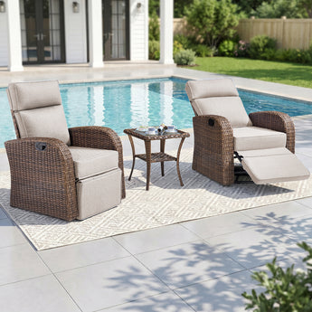 2-Piece Patio Swivel Recliner Set with Side Table & 5" Cushions, AM Series