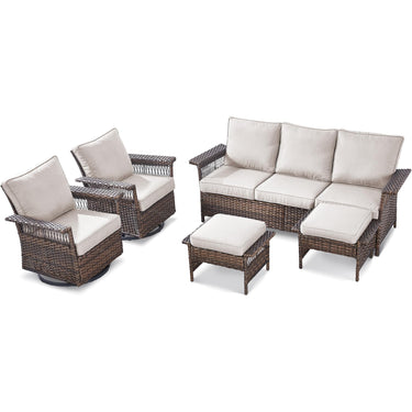 Sofa Set with Swivel Glider Chairs and Ottoman, SS Series - Belord
