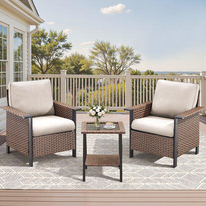3-Piece Set: Patio Wicker Chairs with Side Table, WNG Series
