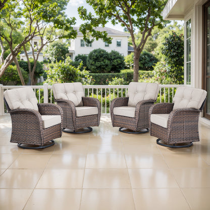 Swivel Glider Chairs (Set of 4) – Wide T-Back Design & 5" Thick Cushions, T Series