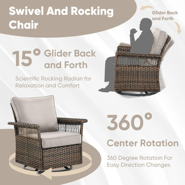 Outdoor 4" Wide Armrest Swivel Glider Chairs, SS Series - Belord