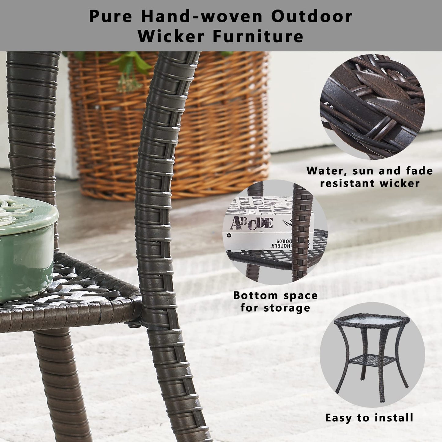 Patio Conversation Set 7-Piece with Fire Pit Table, Swivel Glider Chairs, Patio Chairs, Sofa and Side Table, NTC Series