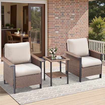 3-Piece Set: Patio Wicker Chairs with Side Table, WNG Series