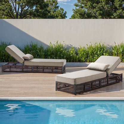 Set of 2 Luxury Chaise Lounges | 5-Inch Cushions & Reclining Back for Poolside, NTC Series