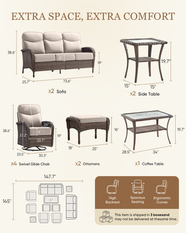 Ultimate 11-Piece Luxury Patio Furniture Set – Dual Sofas, Swivel Rockers & Coffee Table for Resort-Style Living, ND Series - Belord