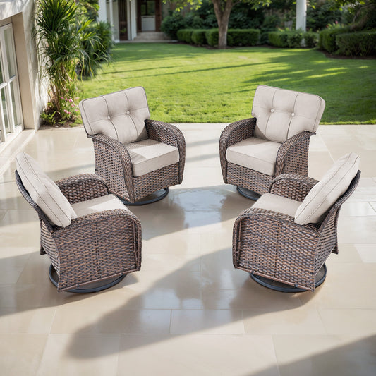 Swivel Glider Chairs (Set of 4) – Wide T-Back Design & 5" Thick Cushions, T Series
