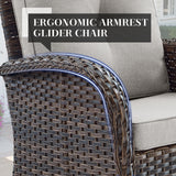 Patio Conversation Set 7-Piece with Loveseat, Swivel Glider Chairs, Patio Chairs, Coffee Table, and Side Table, NDS Series - Belord